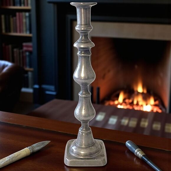 Colonial Casting Pewter Candlestick SINGLE Meriden CT Vintage Farmhouse Rustic. - Picture 1 of 16